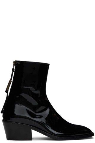 Acne Studios: Black Patent Boots | SSENSE