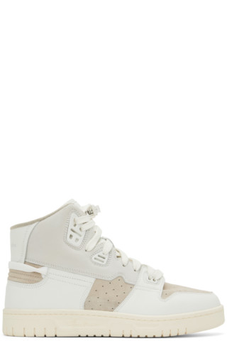 Acne Studios: White & Beige Paneled Sneakers | SSENSE