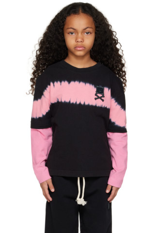 Kids Black & Pink Tie-Dye Stripe Long Sleeve T-Shirt by Acne Studios ...