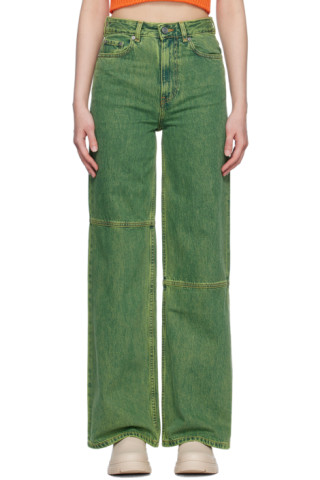 GANNI: Green Faded Jeans | SSENSE