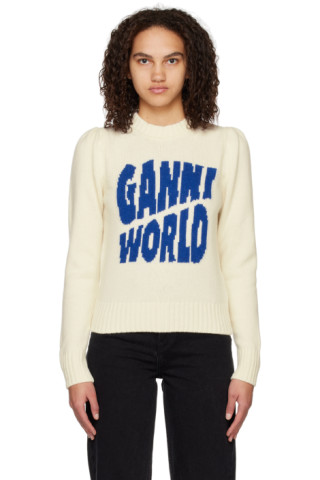 GANNI: Off-White Graphic Sweater | SSENSE