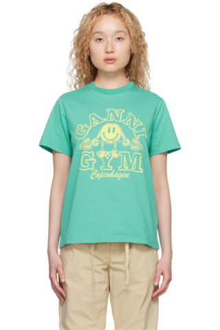 Blue 'Gym' T-Shirt by GANNI on Sale