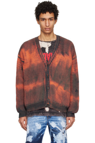 Orange & Black Y-Neck Cardigan by Dsquared2 on Sale