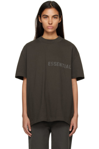 Essentials: Gray Crewneck T-Shirt | SSENSE Canada