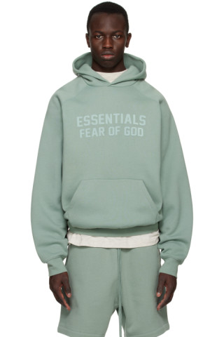 Essentials: Blue Raglan Hoodie | SSENSE Canada