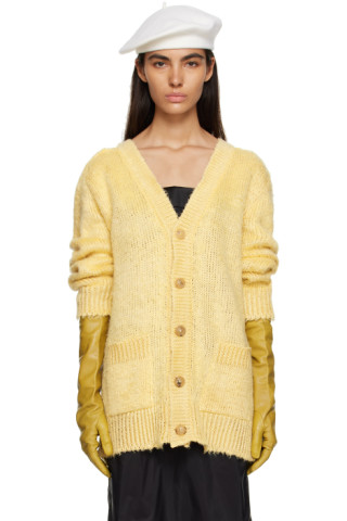 Maison Margiela: Yellow Brushed Cardigan | SSENSE