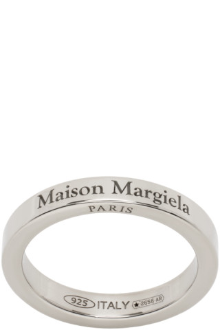 指輪・リング Maison Margiela Silver Ring With Engraved Logo Maison Margiela: Silver Engraved Ring | SSENSE Canada
