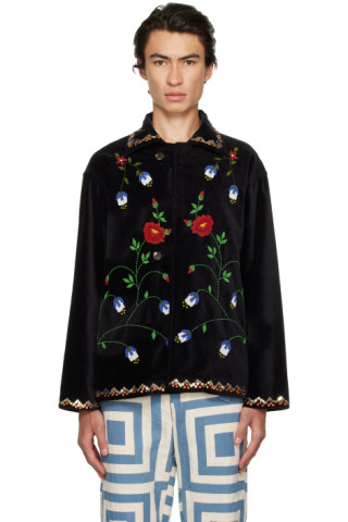 Bode: Black Garden Vine Jacket | SSENSE