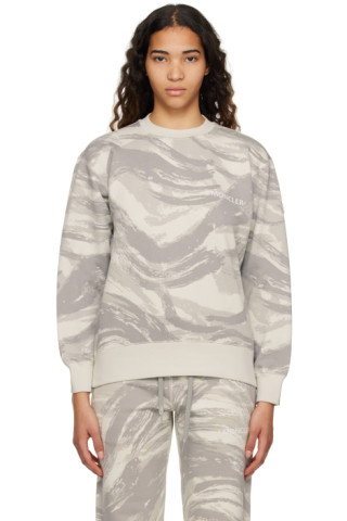 Moncler Genius: 4 Moncler HYKE Gray Printed Sweatshirt | SSENSE