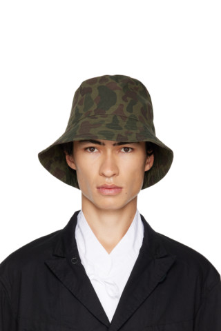 Green Camouflage Bucket Hat by Engineered Garments on Sale