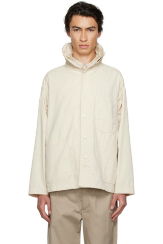 Engineered Garments: Beige Shawl Collar Jacket | SSENSE Canada