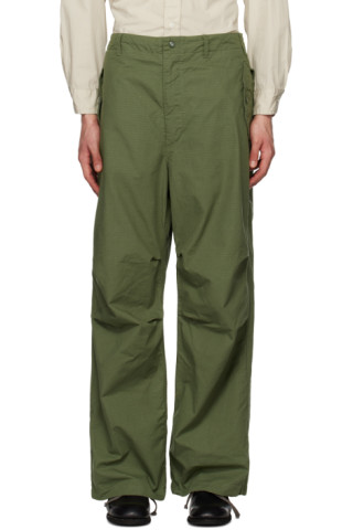 Green Pleated Trousers by Engineered Garments on Sale