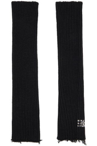 Black Spike Ribbed Arm Warmers