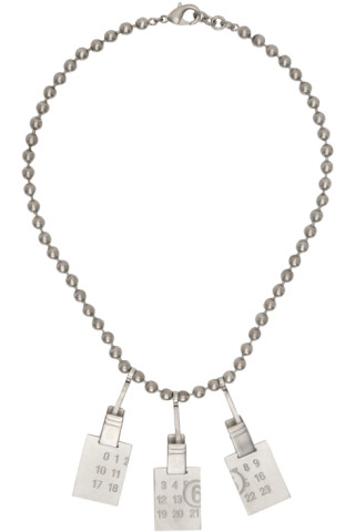 MM6 Maison Margiela: Silver Ball Chain Necklace