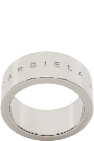 MM6 Maison Margiela: Silver Minimal Logo Ring | SSENSE