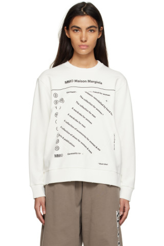 MM6 Maison Margiela: White Printed Sweatshirt | SSENSE