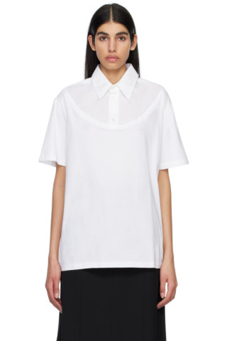 MM6 Maison Margiela: White Paneled Shirt | SSENSE