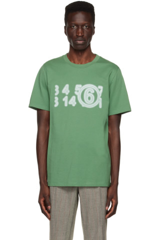 Green Printed T-Shirt by MM6 Maison Margiela on Sale