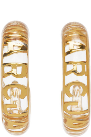 Marc Jacobs Silver & Transparent 'The Monogram Hoops' Earrings