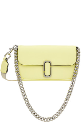 The Two Fold of Marc Jacobs - Trapez-shaped white bag in grained leather  with yellow inner lining for women