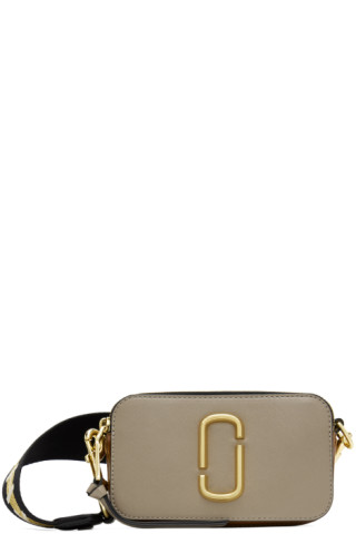 Marc Jacobs Grey & White 'The Logo Strap Snapshot' Bag - ShopStyle