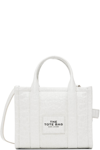 Marc Jacobs: White 'The Croc-Embossed Small' Tote | SSENSE
