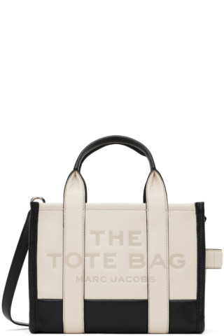 Marc Jacobs Small Tote Bag In Ivory And Black Color Leather in White