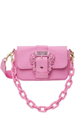 Versace Jeans Couture: Pink Baroque Buckle Bag | SSENSE