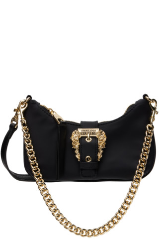 Versace Jeans Couture: Black Baroque Buckle Bag | SSENSE