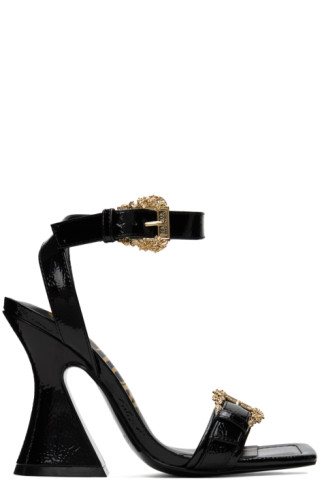 Black Kirsten Heeled Sandals by Versace Jeans Couture on Sale