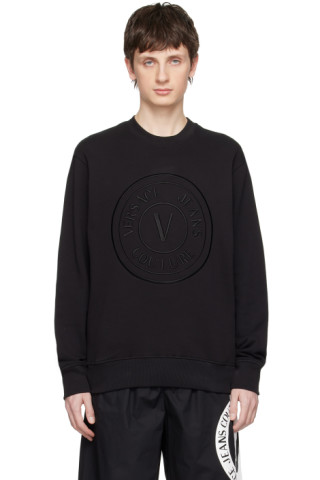 Versace Jeans Couture: Black V-Emblem Sweater