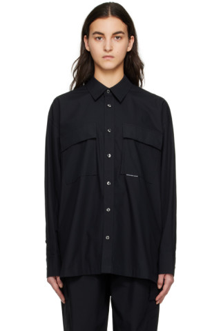 alexanderwang.t: 黑色 Oversized 衬衫 | SSENSE