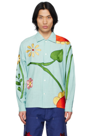 Sky High Farm Workwear: ブルー Flower シャツ | SSENSE 日本