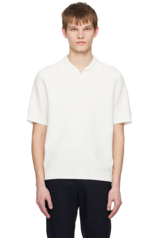 Off-White Ribbed Polo by Solid Homme on Sale