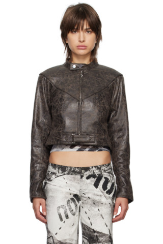 Brown Hannah Jewett on Miaou Faux-Leather Jacket Edition Vaughn Sale by