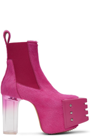Pink Grilled Boots by Rick Owens on Sale