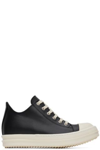 Rick Owens: Black Leather Low Sneakers | SSENSE Canada