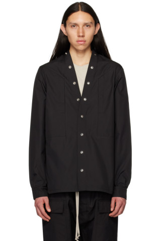 Black Larry Fogpocket Shirt by Rick Owens on Sale