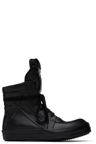 Black Geobasket Sneakers by Rick Owens on Sale