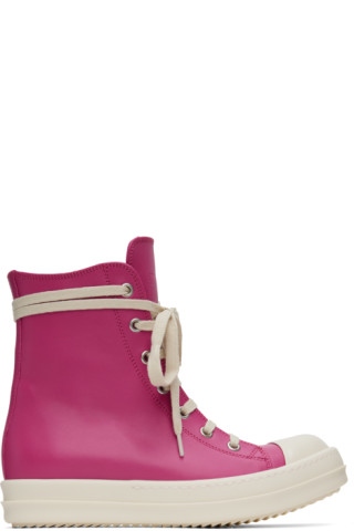 Rick Owens Leather Sneaker Boots in Pink