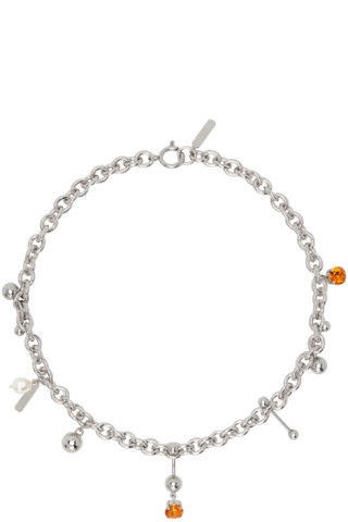 Justine Clenquet: SSENSE Exclusive Silver & Orange Andrew Necklace | SSENSE