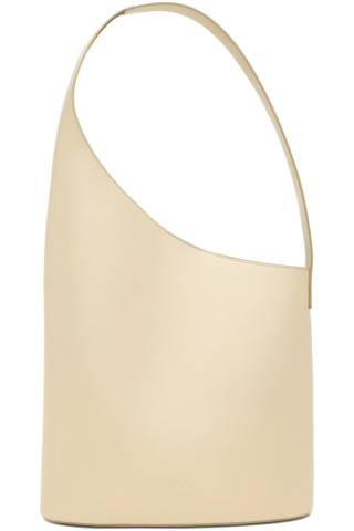 Aesther Ekme Demi Lune Leather Bucket Bag in White