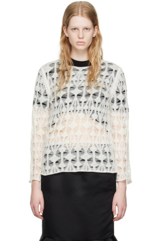 Comme des Garçons: Off-White Semi-Sheer Sweater | SSENSE