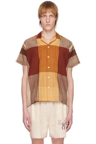 HARAGO: Brown Handloom Shirt | SSENSE UK