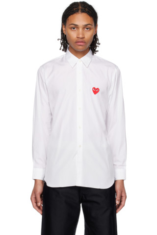 COMME des GARÇONS PLAY: ホワイト ハート シャツ | SSENSE 日本 COMME des GARÇONS PLAY: ホワイト ハート シャツ | SSENSE 日本
