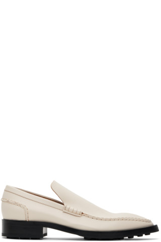 Jil Sander White Pointed Toe Loafers
