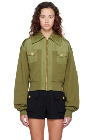 【関税込み】Balmain カーキ クロップド ジャケット 231251F063004_1.jpg