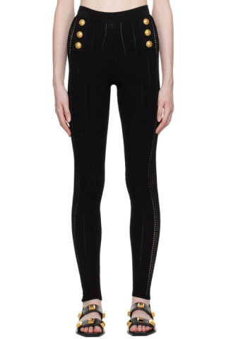 ris deres automatisk Black Button Leggings by Balmain on Sale