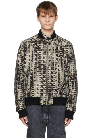 Balmain Reversible Cotton Bomber Jacket With Monogram in Black for Men