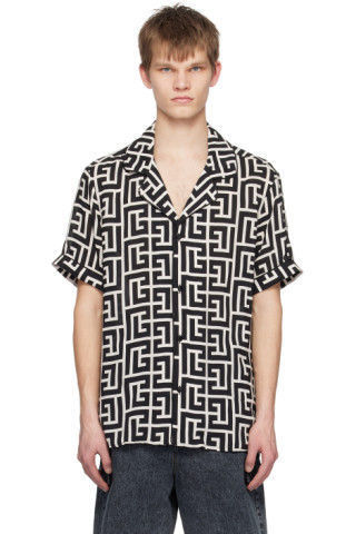 Black Pyramid Monogram Shirt by Balmain on Sale